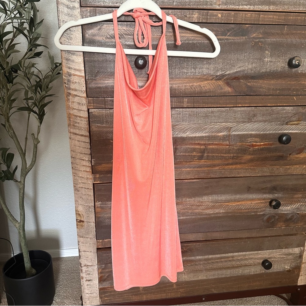 Liz & Sara peach cowl neck mini dress size small